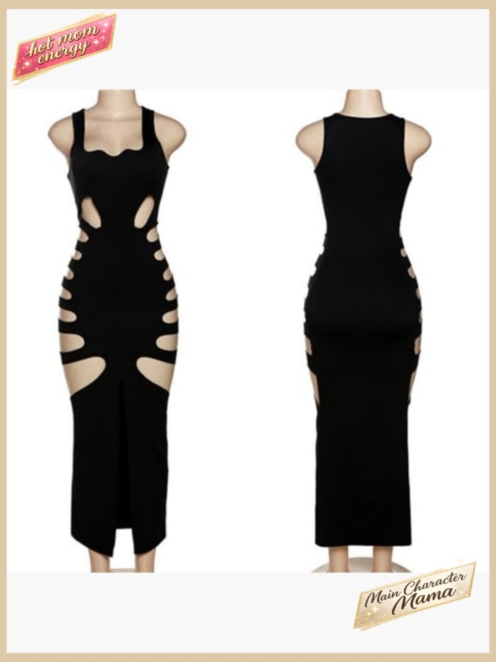 Sleeveless Hollow Out Maxi Dress Backless Bodycon Party Club Long Dress - Picture 7 of 7